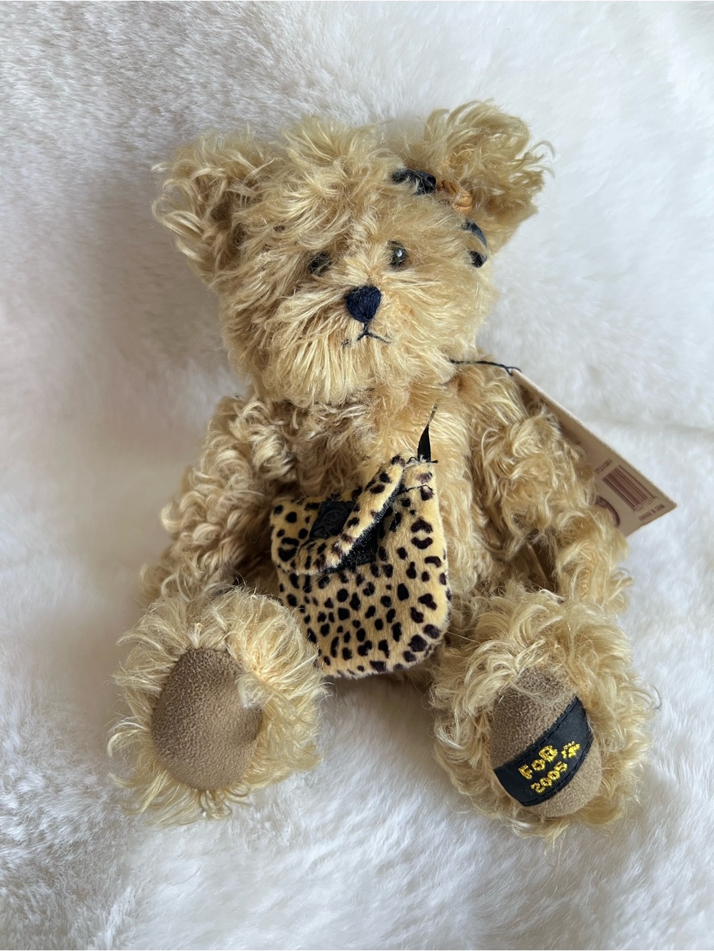 Boyds Bears Lynette #02005-51 Mohair Series Teddy Bear w/ Leopard Purse 8” Plush